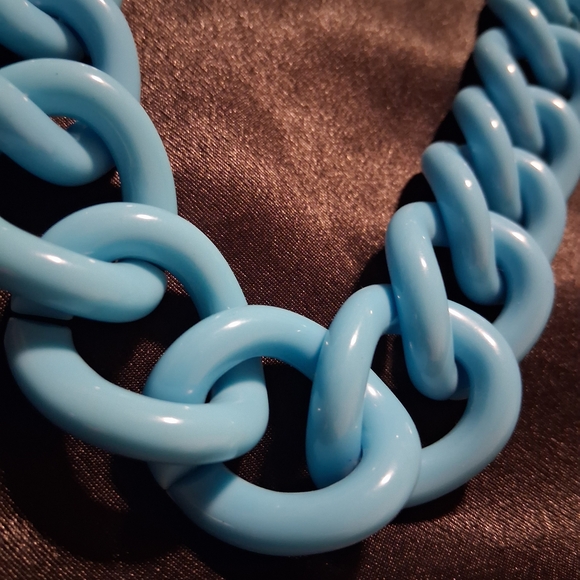 Kenneth Jay Lane Light Blue and Gold Resin Necklace. 19 In Long. - Picture 4 of 7